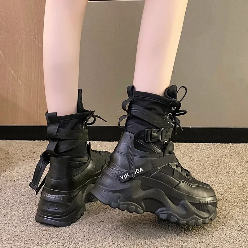 Motorcycle Gear Pants - Fashion Women Chunky Platform Motorcycle Boots
