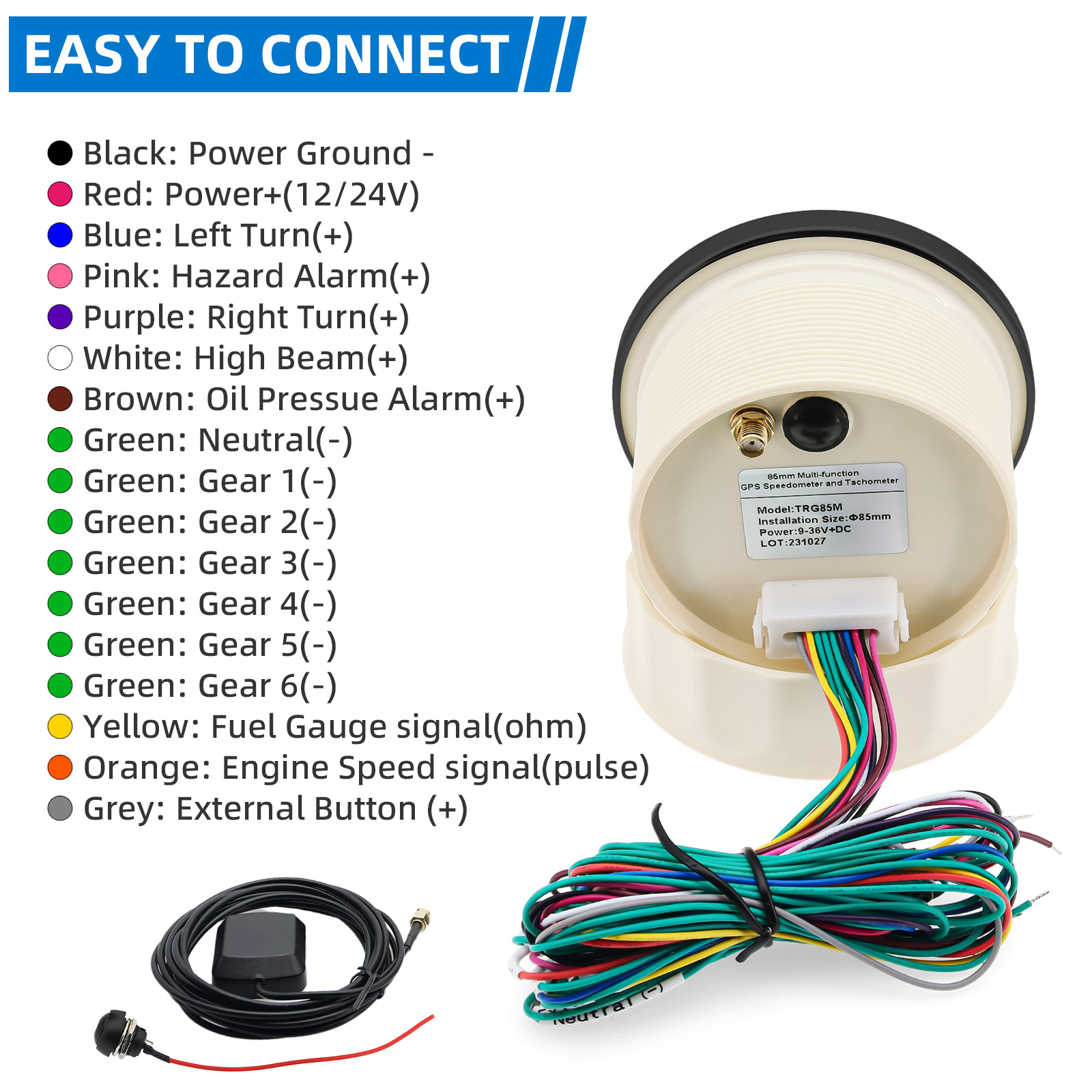 85mm Multifunctional Gaug GPS  - Motorcycle Gear Levels avis et prix
