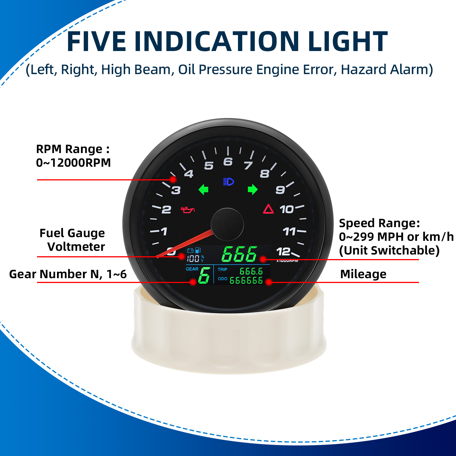 85mm Multifunctional Gaug GPS  - Motorcycle Gear Levels avis et prix